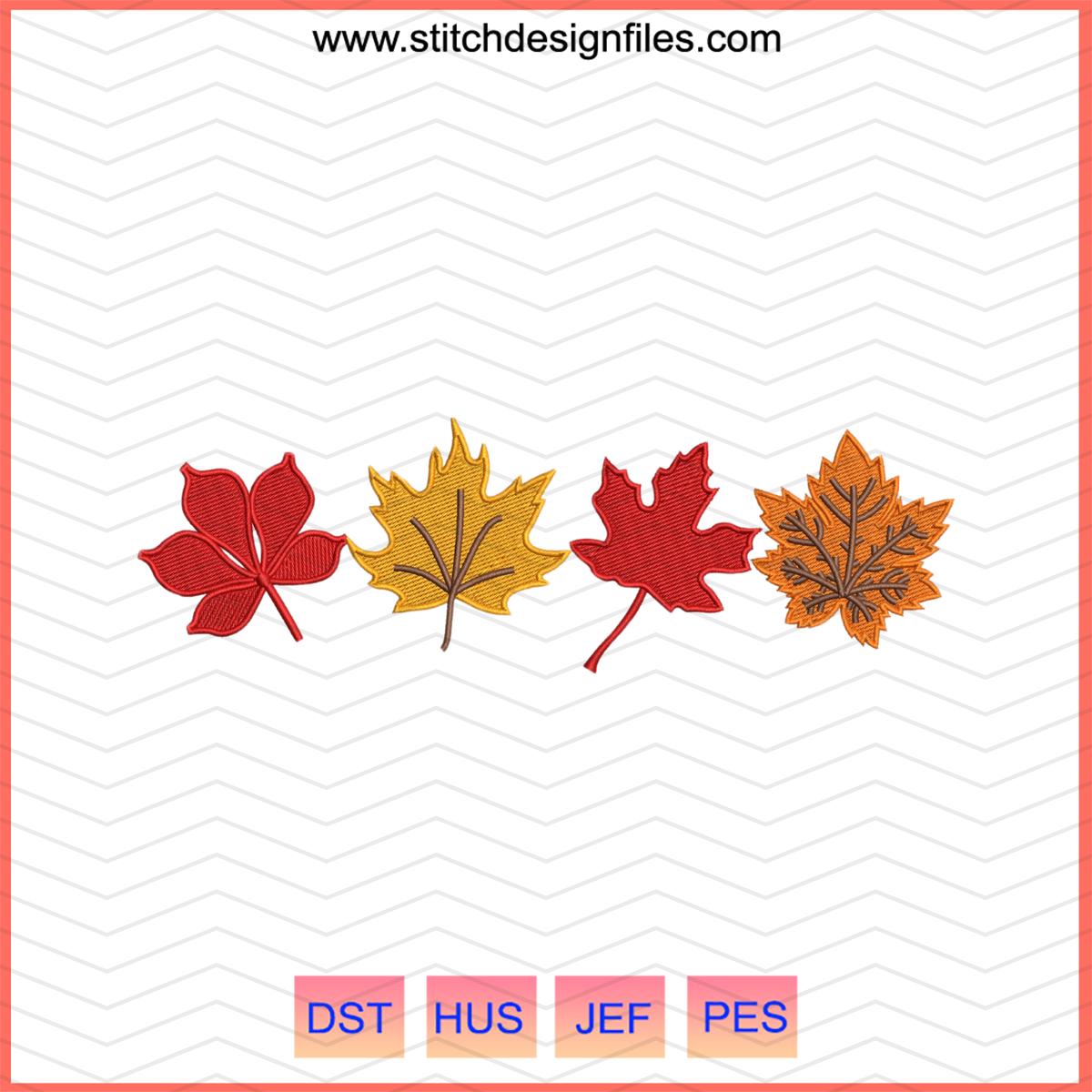 Autumn Fall Leaves Embroidery Design File