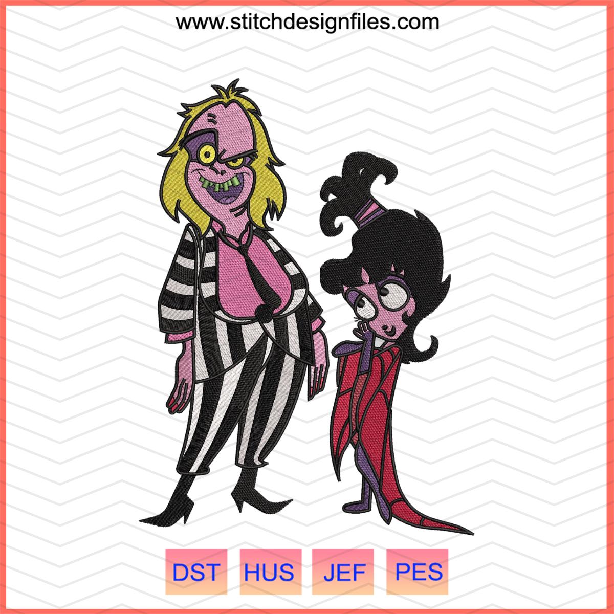 Beetlejuice and Lydia Deetz Embroidery Design