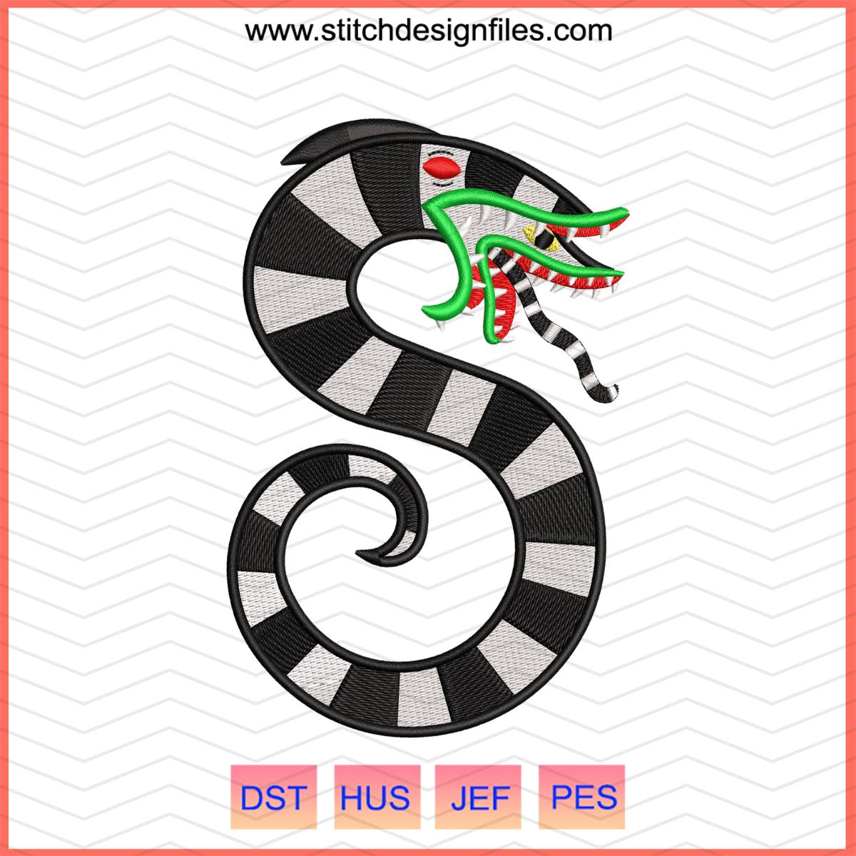 Beetlejuice Snake Embroidery Design File