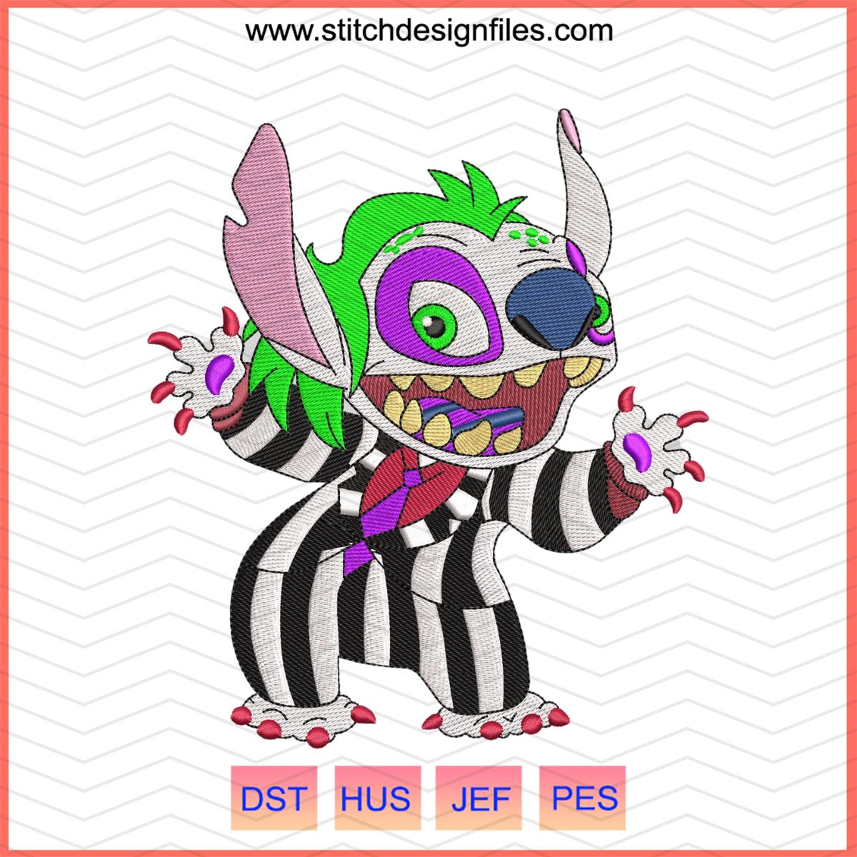 Beetlejuice Stitch Halloween Embroidery Design