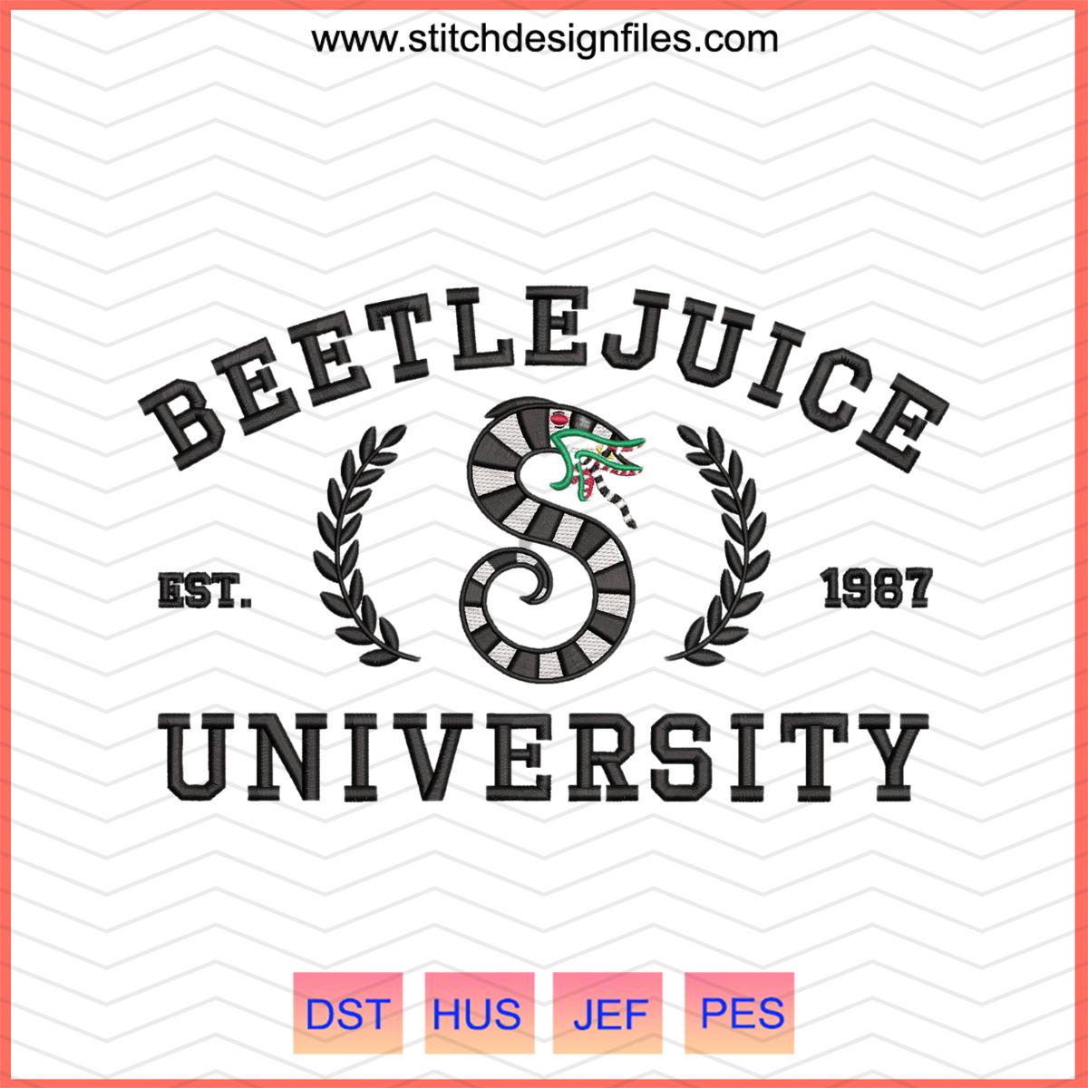 Beetlejuice University Snake Embroidery Design