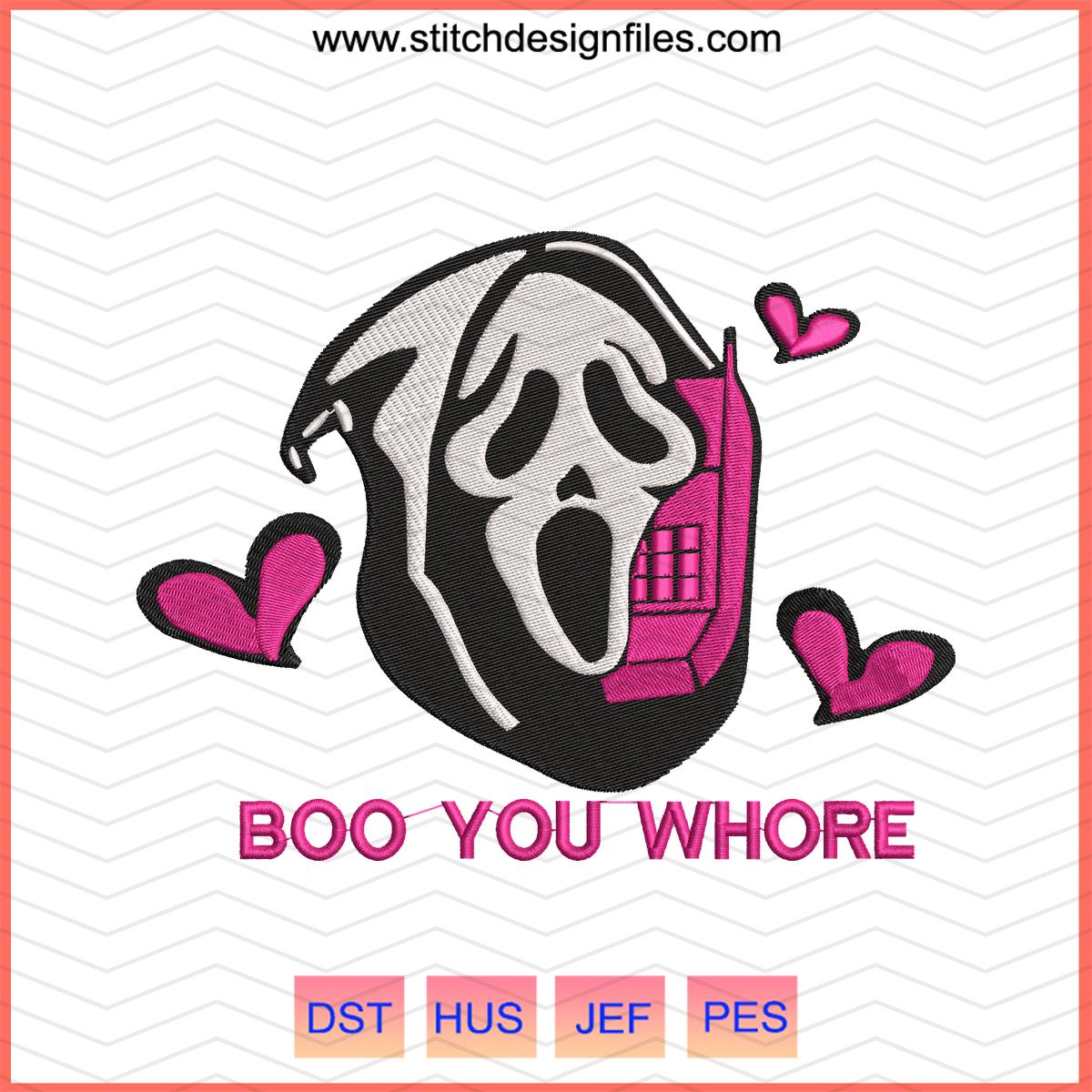 Boo Ghost Scream Embroidery Design