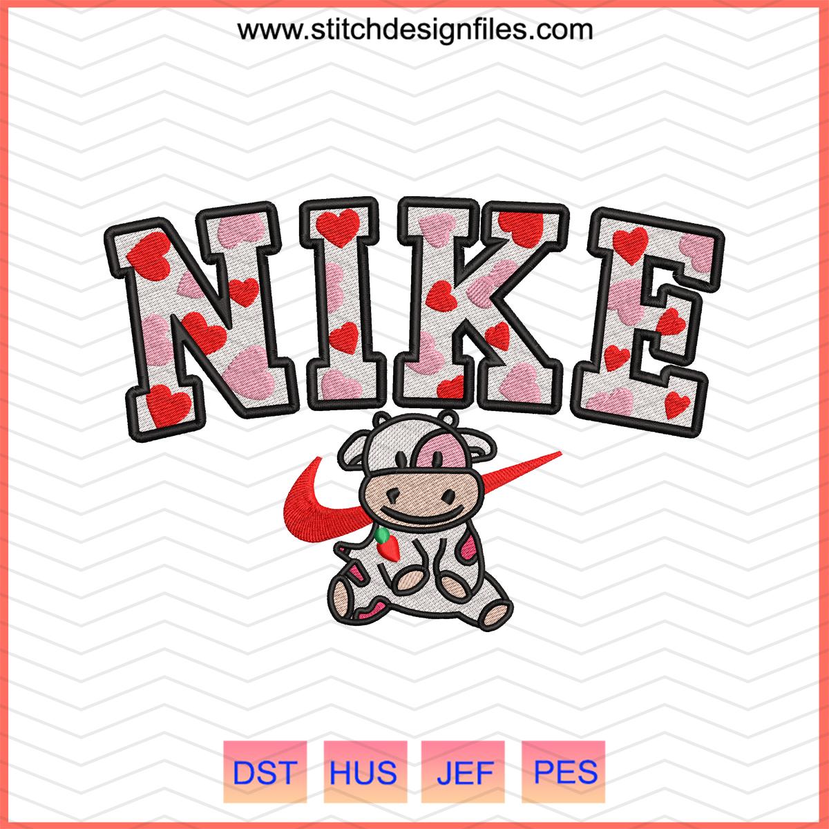 Cow x Nike Heart Embroidery Design