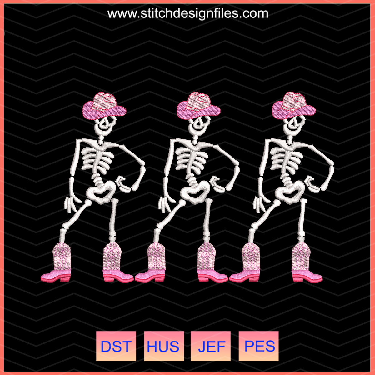Cowboy Dancing Skeleton Embroidery Design