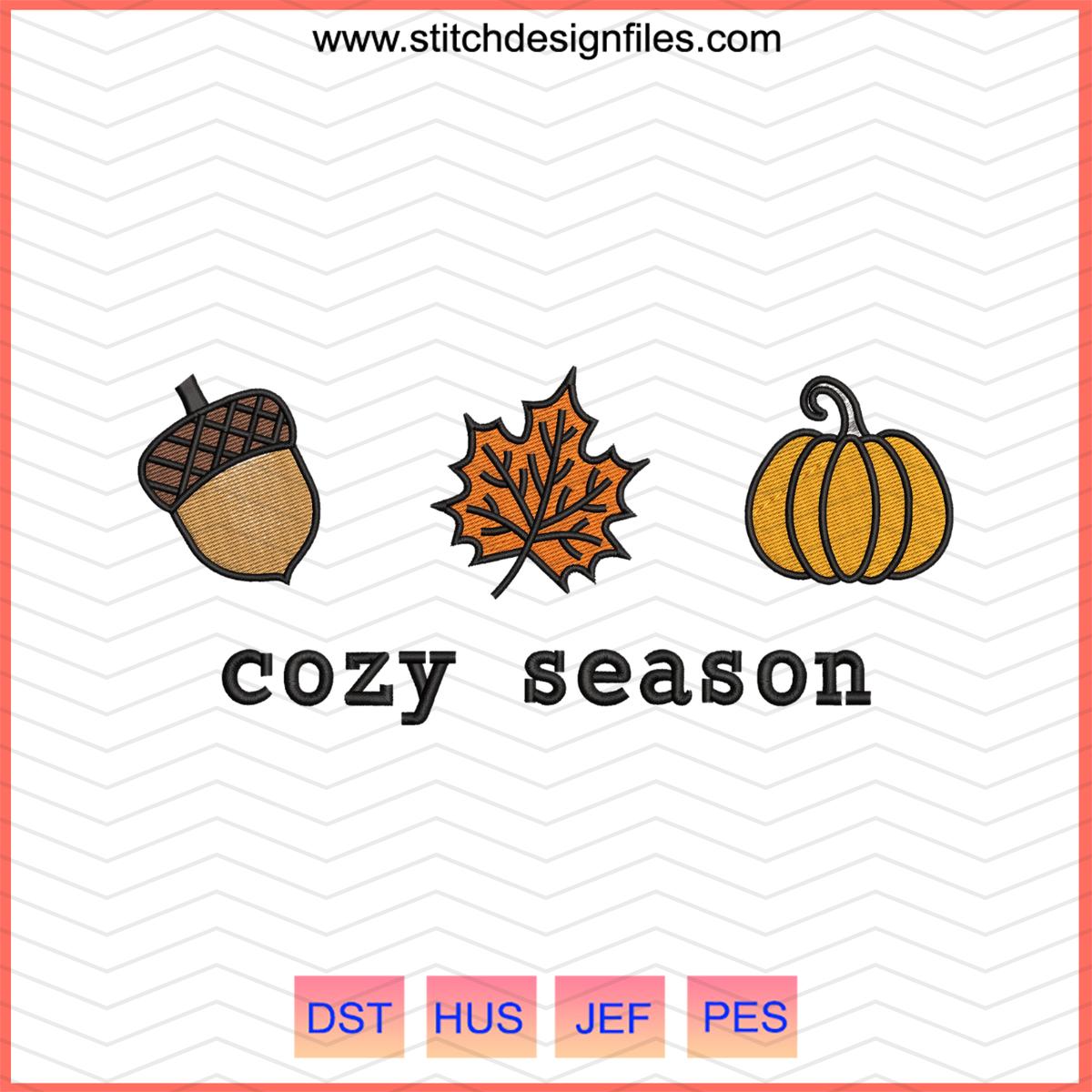 Cozy Autumn Season Embroidery Design