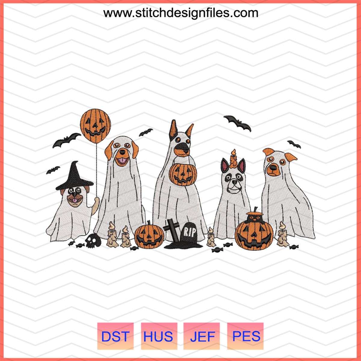 Ghost Dog Halloween Embroidery Design