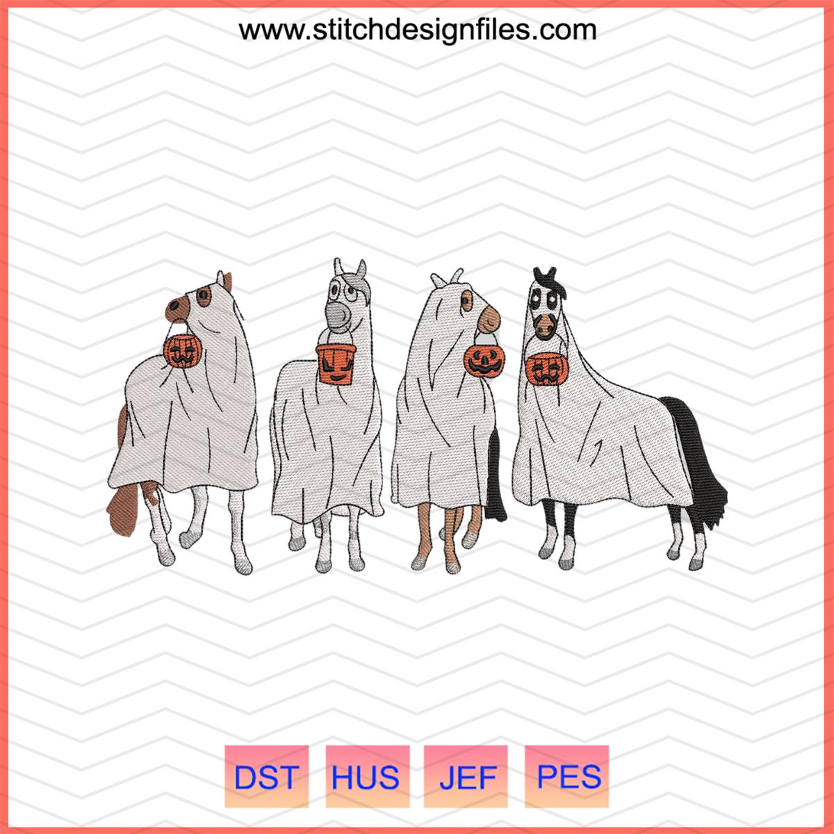 Ghost Horses Halloween Embroidery Design