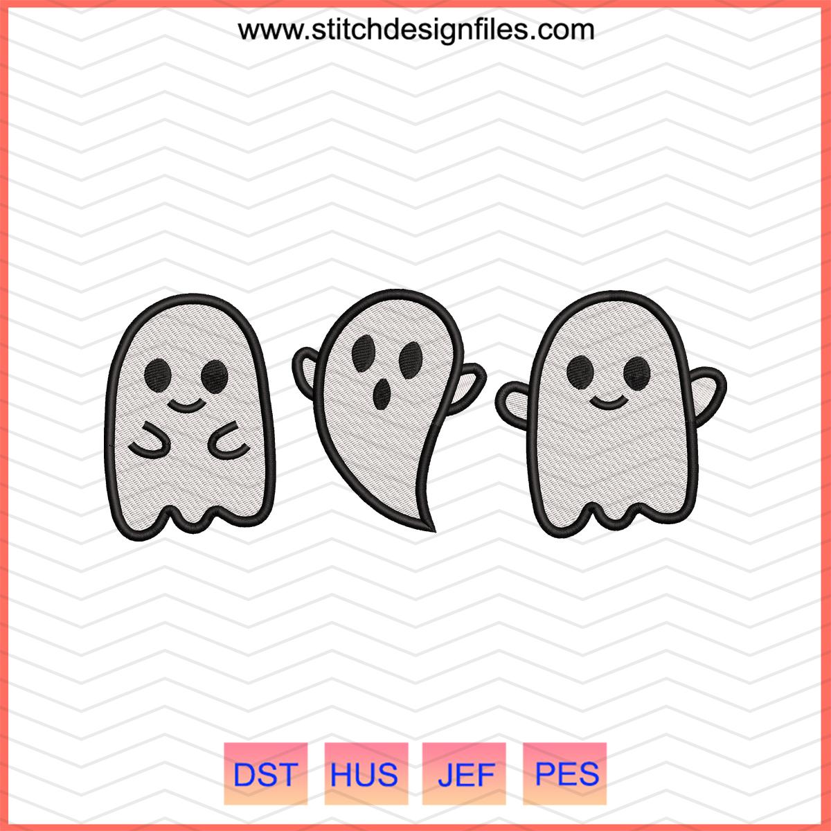 Halloween Ghosts Machine Embroidery Design – DST PES JEF