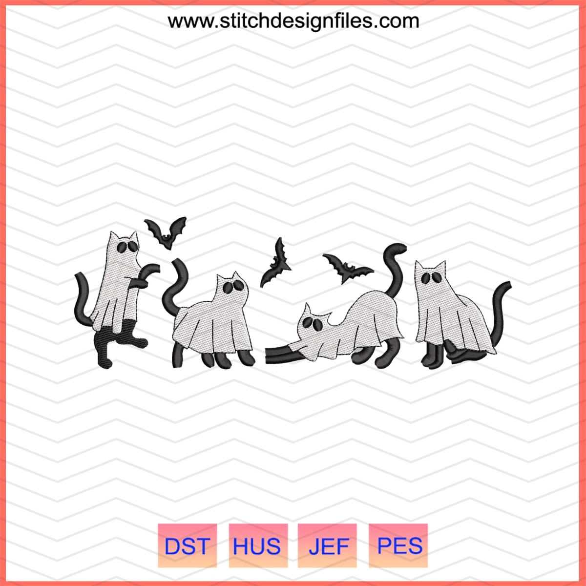 Halloween Season Cat Embroidery Design File