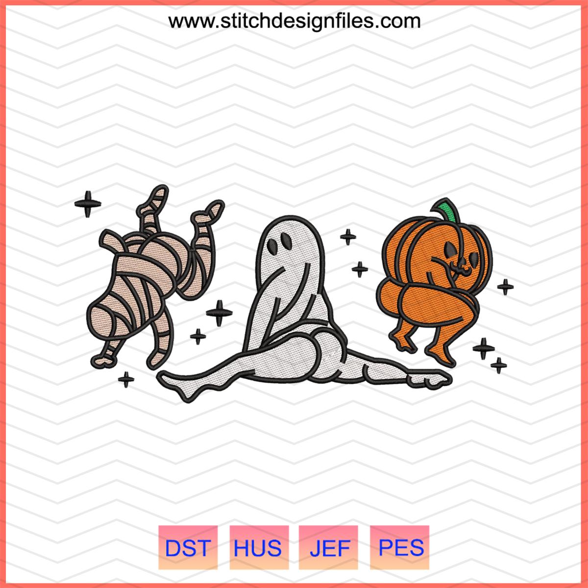 Halloween Twerking Characters Embroidery Design - halloween twerking characters embroidery design