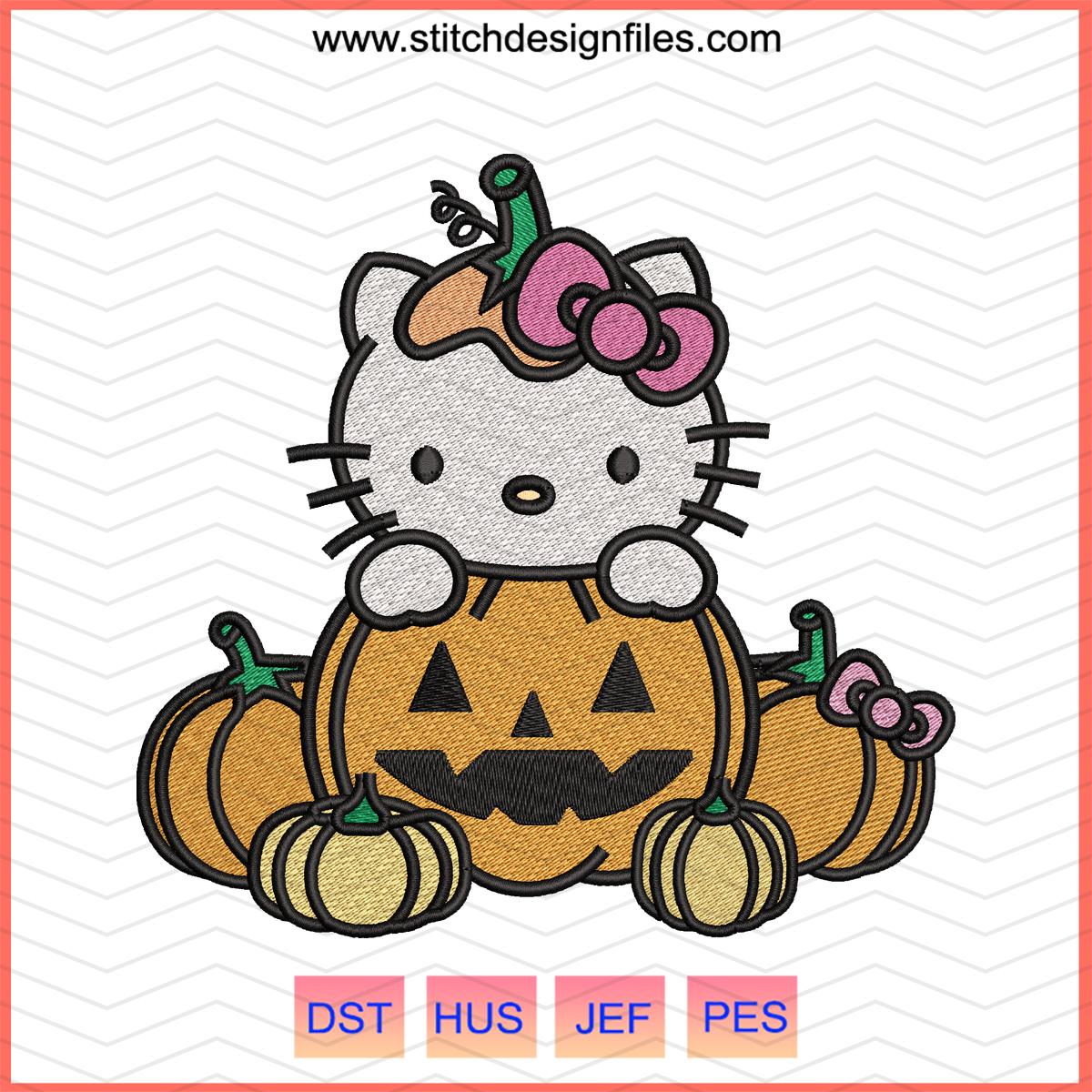 Hello Kitty with Pumpkin Embroidery Design