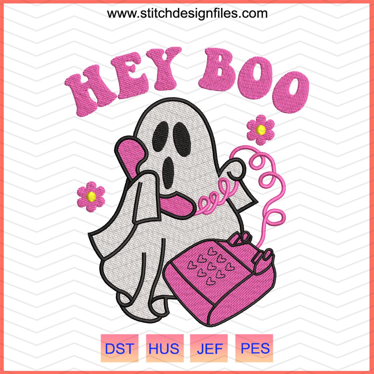 Hey Boo Ghost Halloween Machine Embroidery Design V2 - hey boo ghost halloween machine embroidery design v2