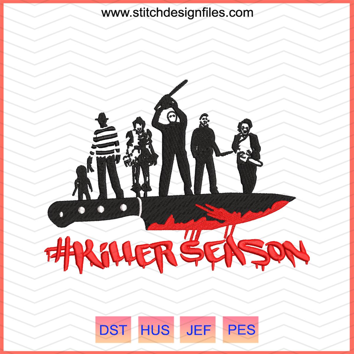 Horror Characters with Knife Embroidery Design