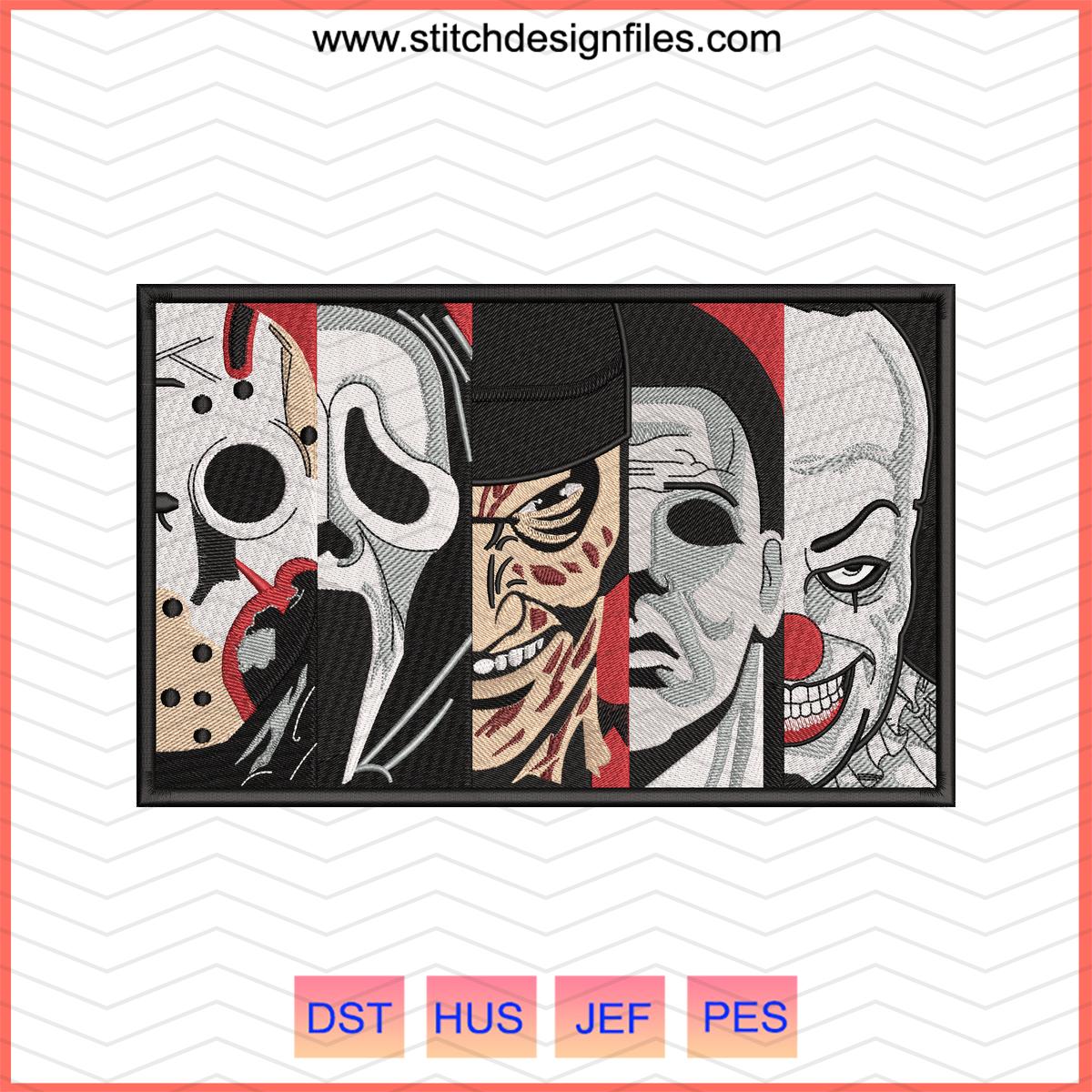 Horror Movie Villains Embroidery Design