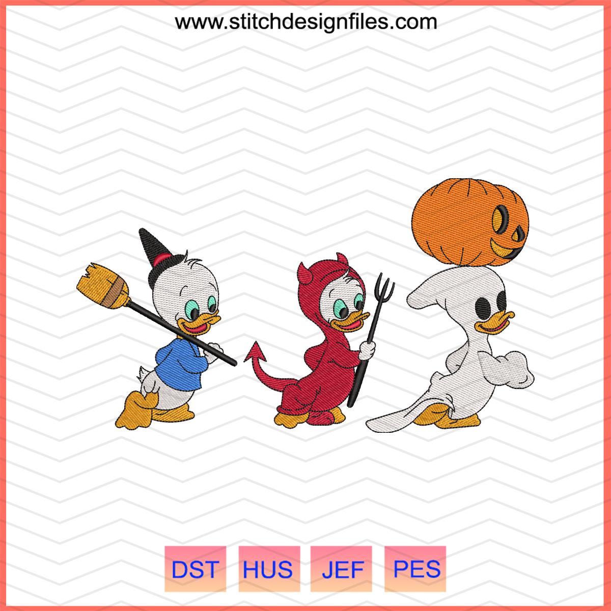 Huey, Dewey & Louie x Halloween Embroidery Design