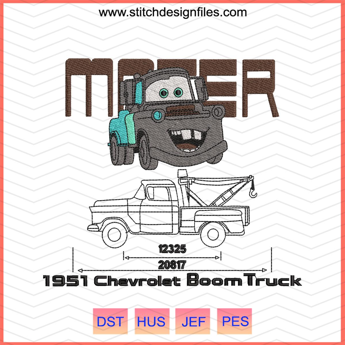 Mater Chevrolet Boom Truck Embroidery Design