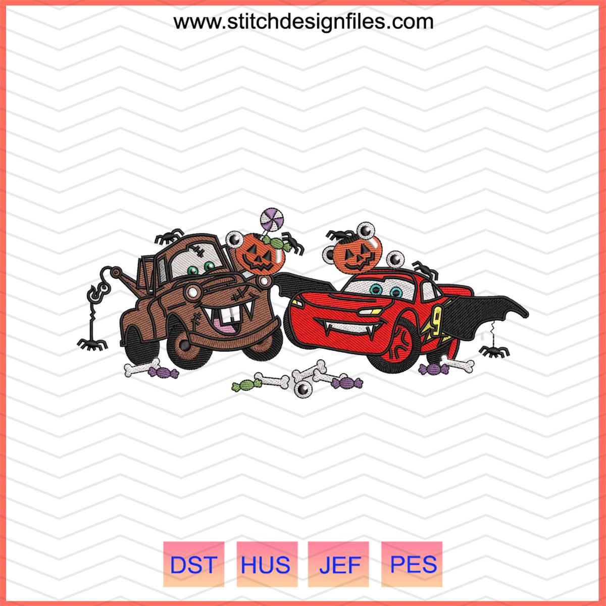 McQueen and Mater Halloween Embroidery Design – DST PES JEF