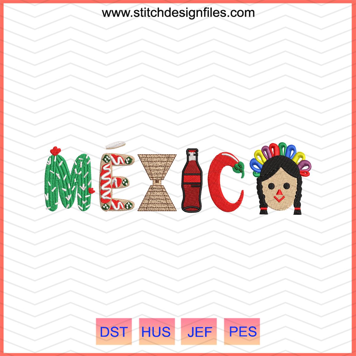 Mexico Word Embroidery Design - mexico word embroidery design