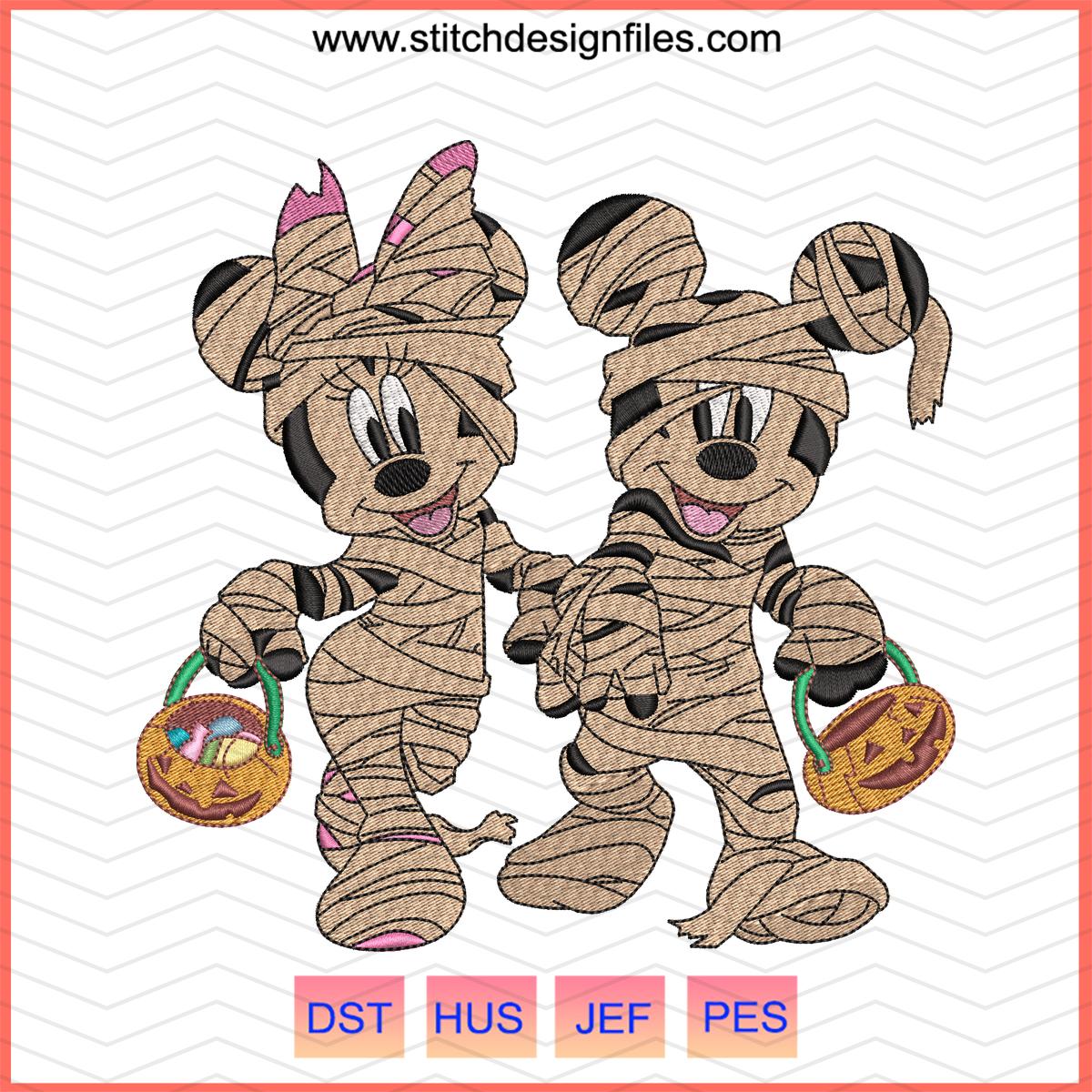 Mickey and Minnie Halloween Embroidery Design