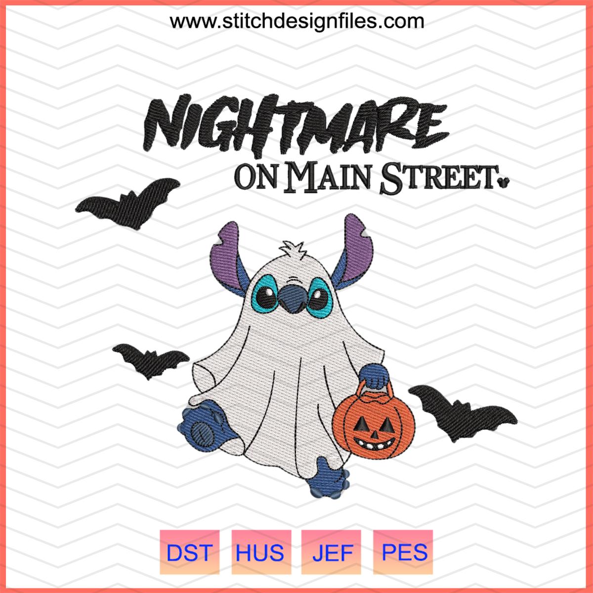 Nightmare Stitch Ghost Mickey Embroidery Design