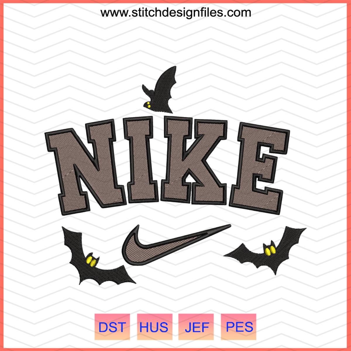 Nike Bat x Halloween Embroidery Design - nike bat x halloween embroidery design