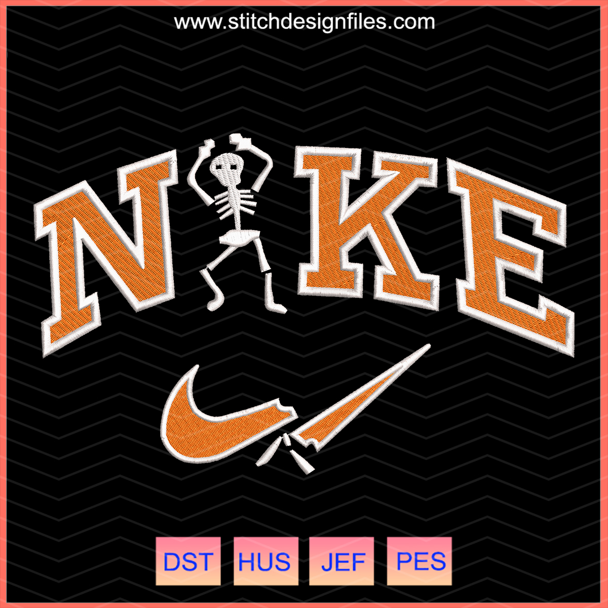 Nike Dancing Skeleton Halloween Embroidery Design