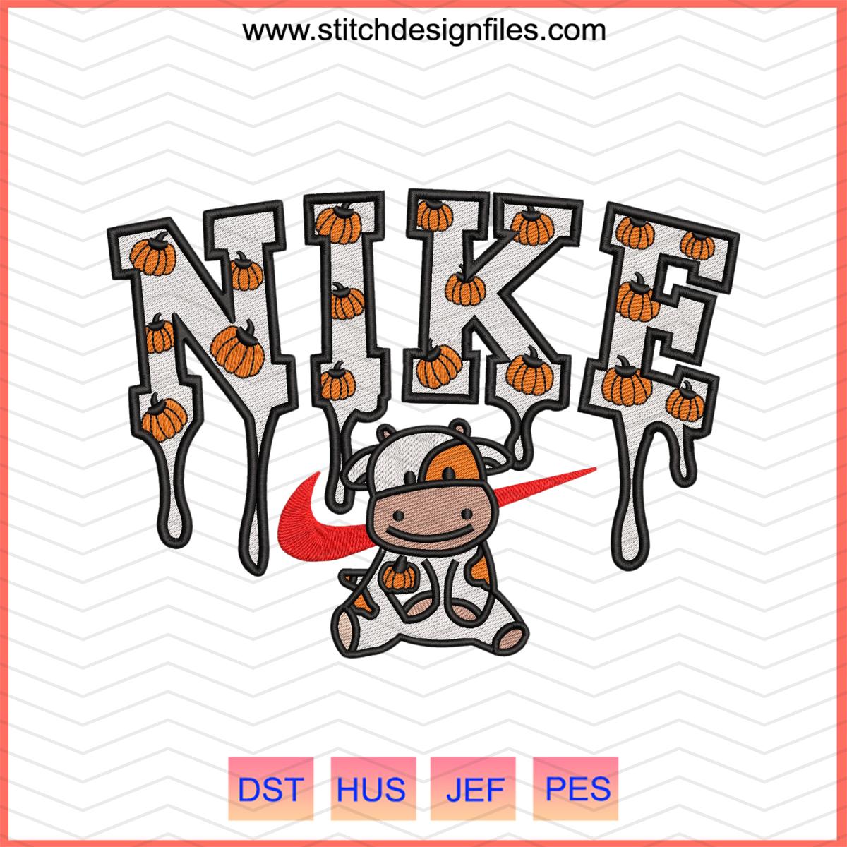 Nike Drip Cow Pumpkin Embroidery Design