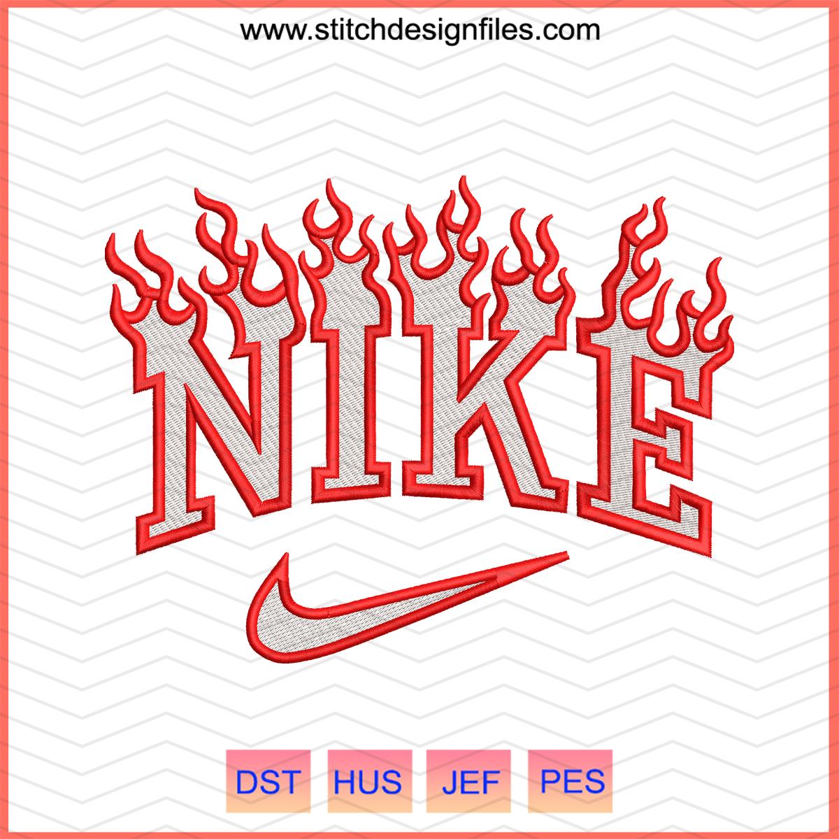 Nike Fire Flame Embroidery Design