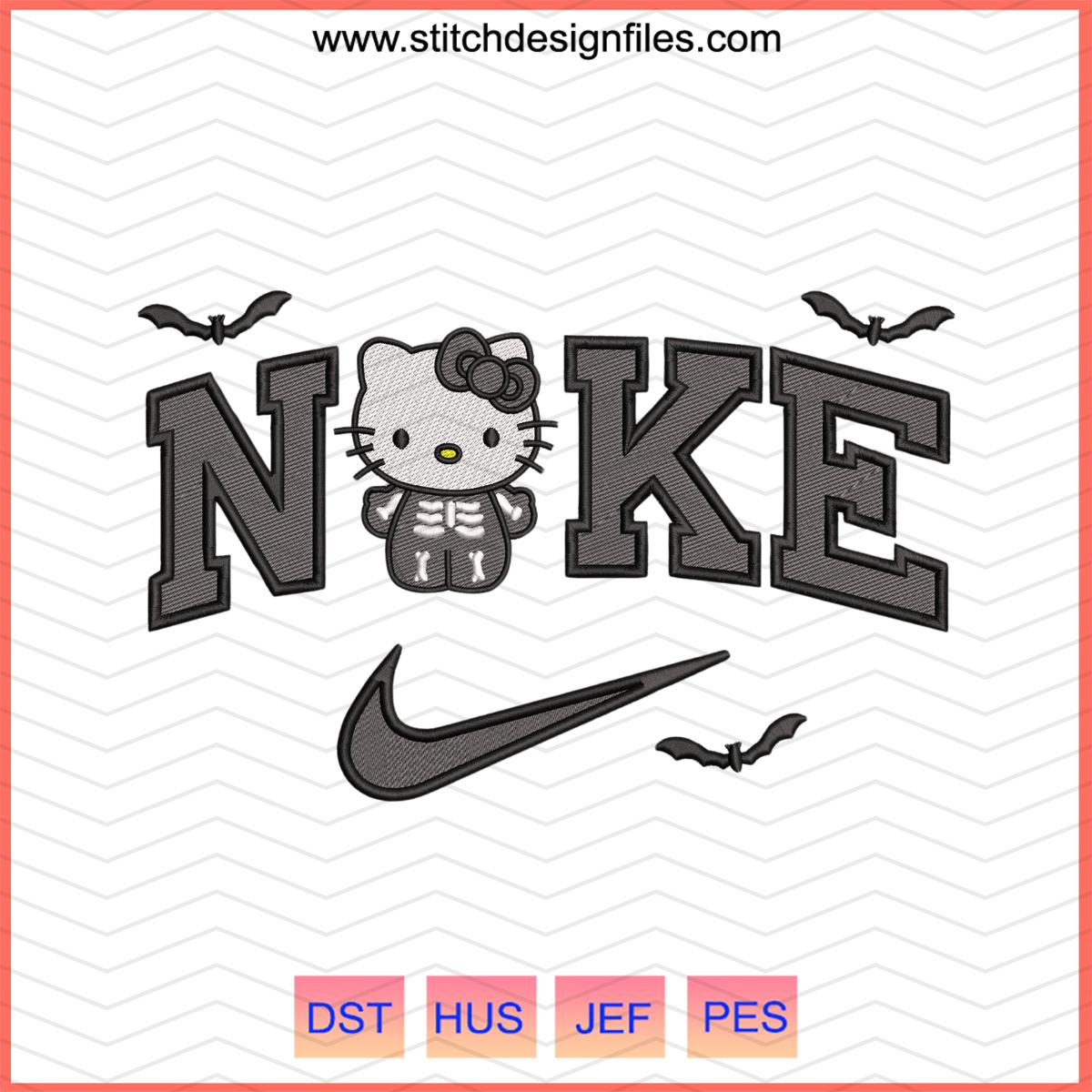 Nike Hello Kitty Skeleton Halloween Embroidery Design