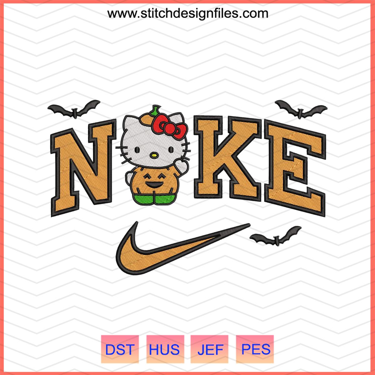 Nike Hello Kitty with Pumpkin Embroidery Design