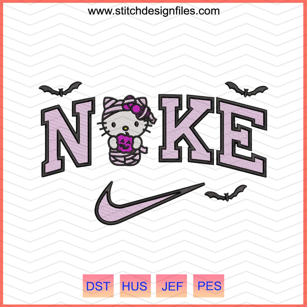 Nike Mummy Hello Kitty Halloween Embroidery Design
