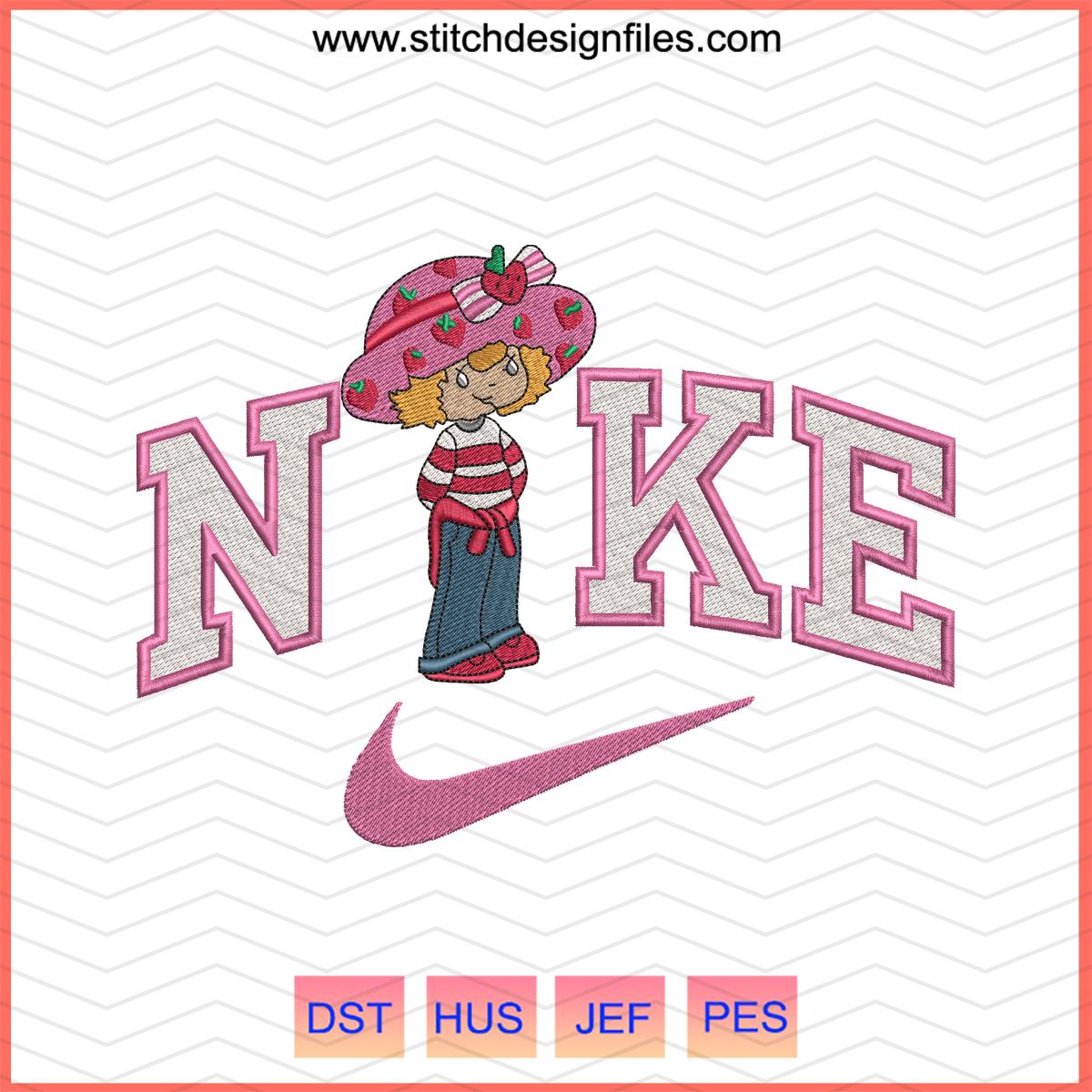 Nike Pink Strawberry Shortcake Embroidery Design