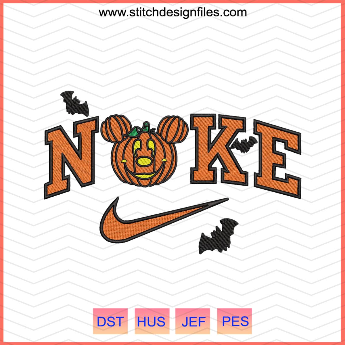 Nike Pumpkin Mickey Head Embroidery Design