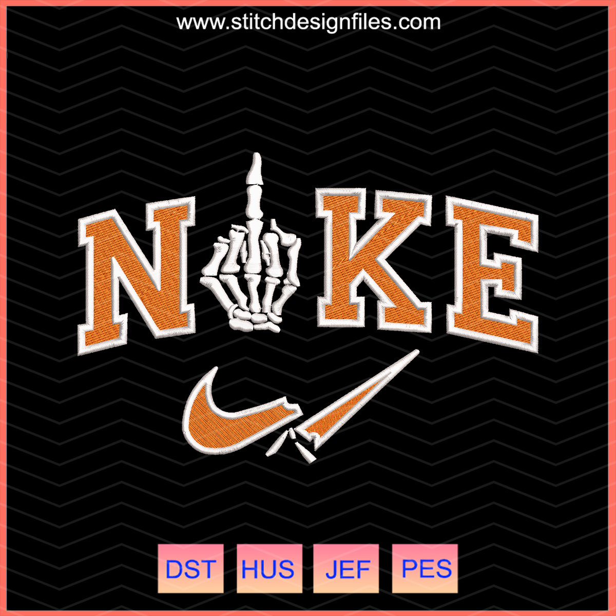 Nike Skeleton Finger Halloween Embroidery File