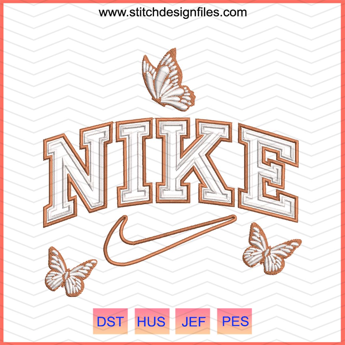 Nike x Butterfly Embroidery Design