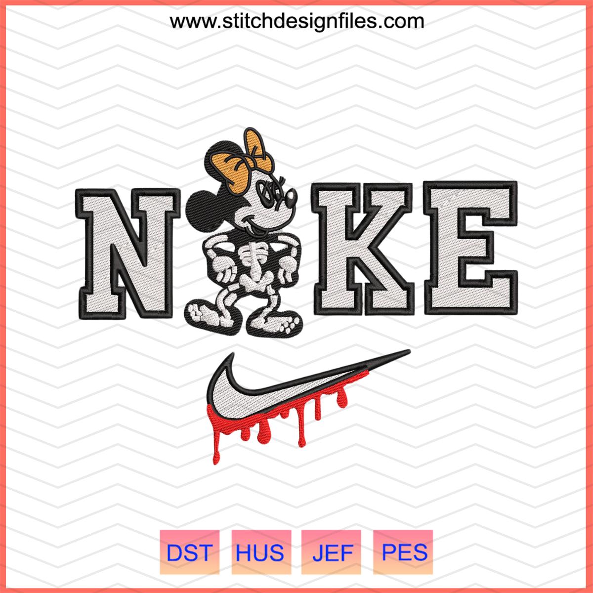 Nike x Minnie Skeleton Embroidery Design