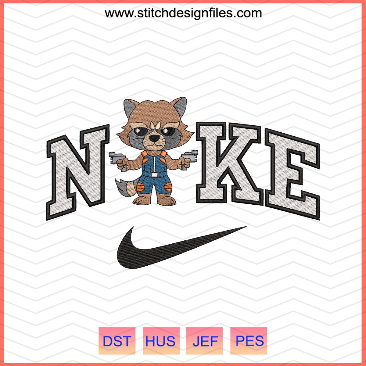Nike x Rocket Raccoon Embroidery Design