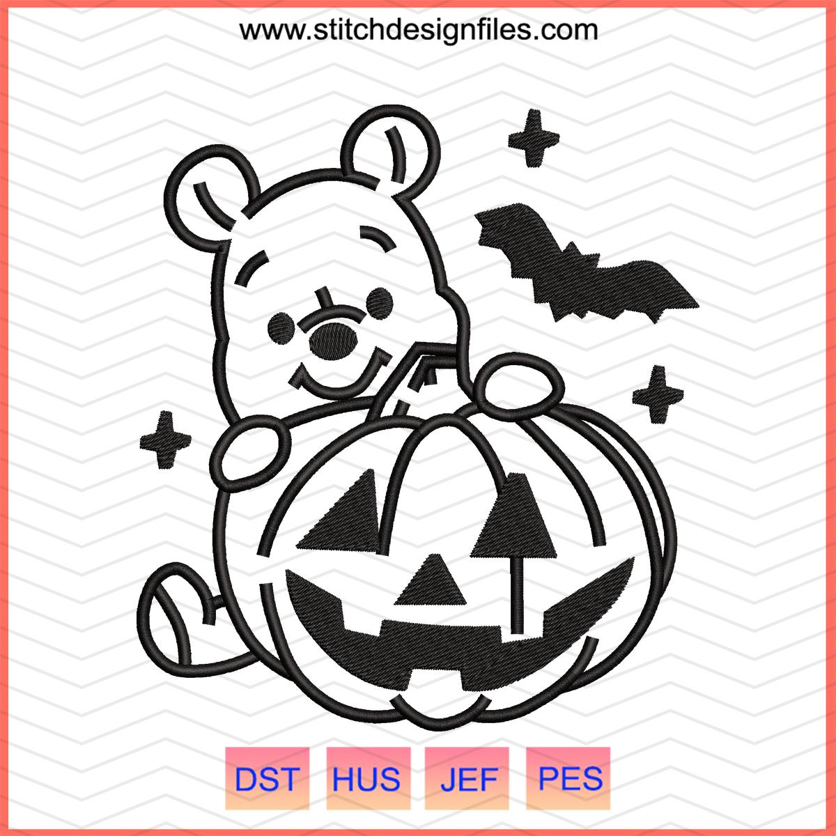 Pooh Pumpkin Machine Embroidery Design - pooh pumpkin machine embroidery design