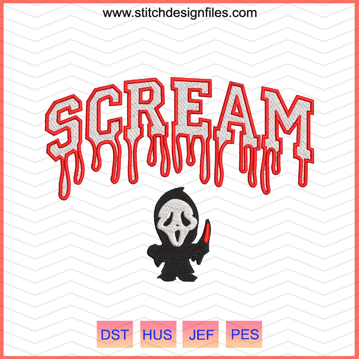 Scream Drip Halloween Embroidery Design
