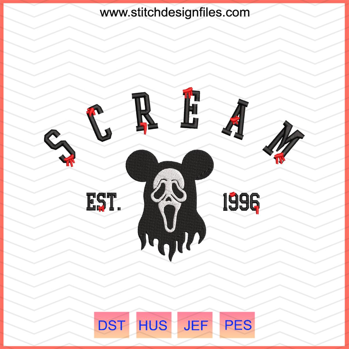 Scream Mickey Head Embroidery Design