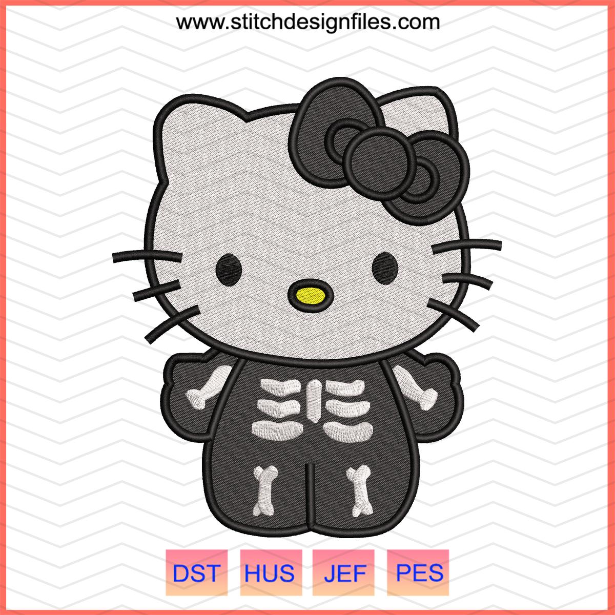 Skeleton Hello Kitty Embroidery Design