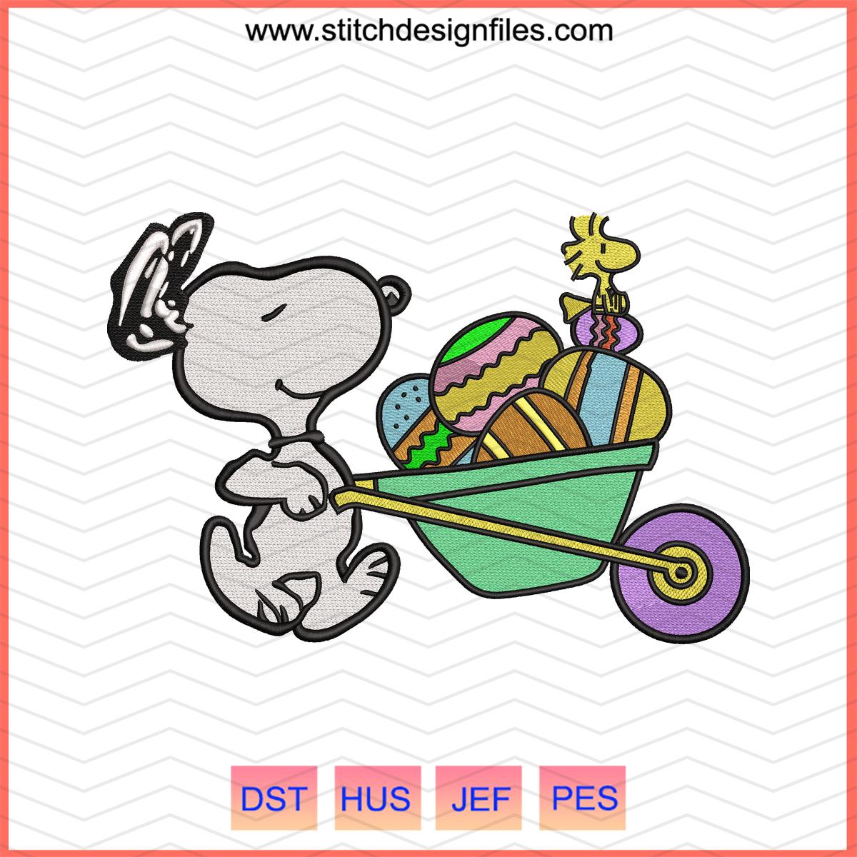 Snoopy Easter Eggs Embroidery Design - snoopy easter eggs embroidery design