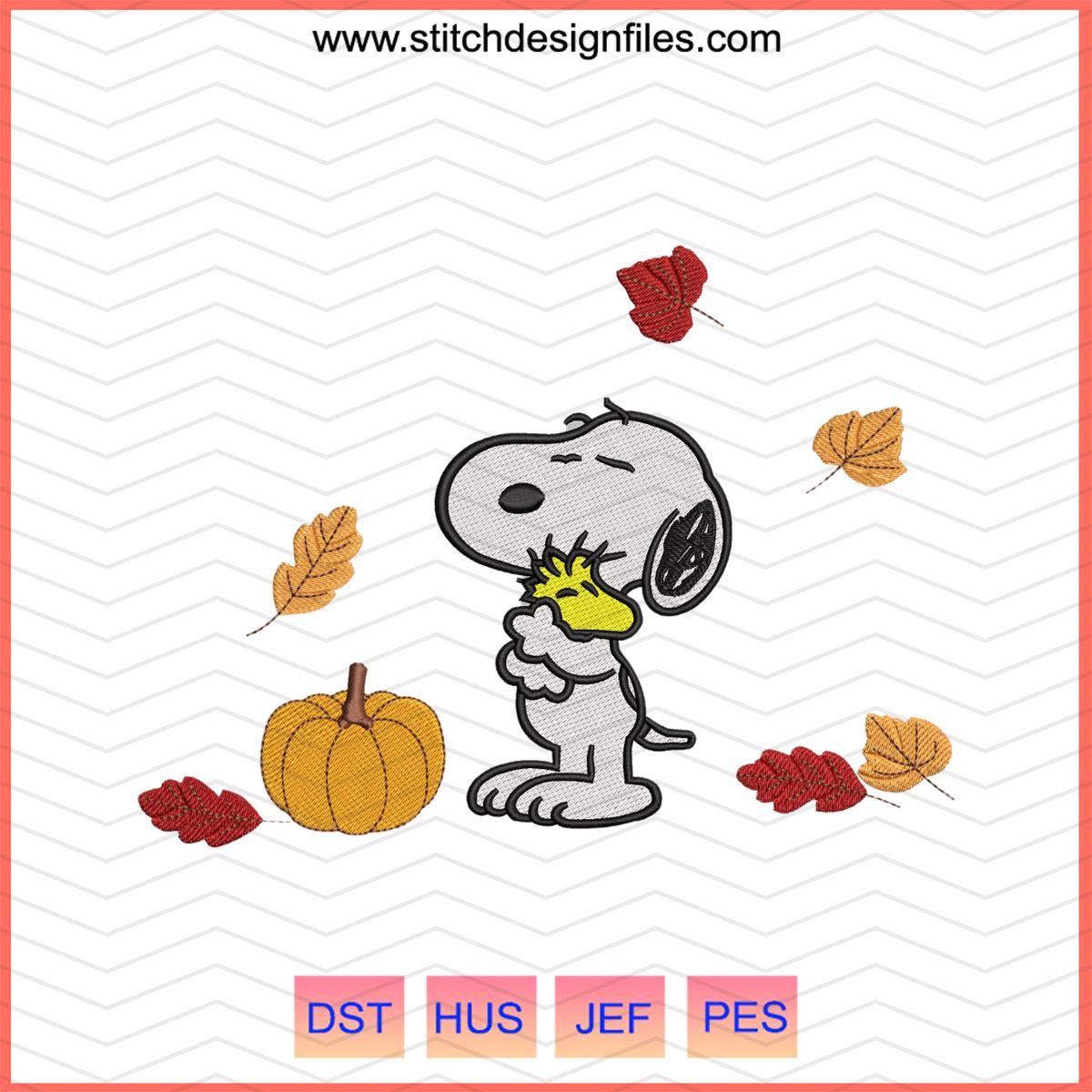 Snoopy Pumpkin Fall Embroidery Design
