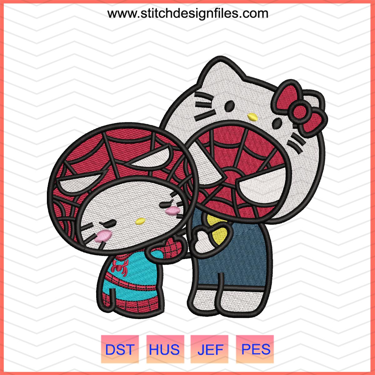 Spider Kitty Couple Embroidery Design – Kitty Hug