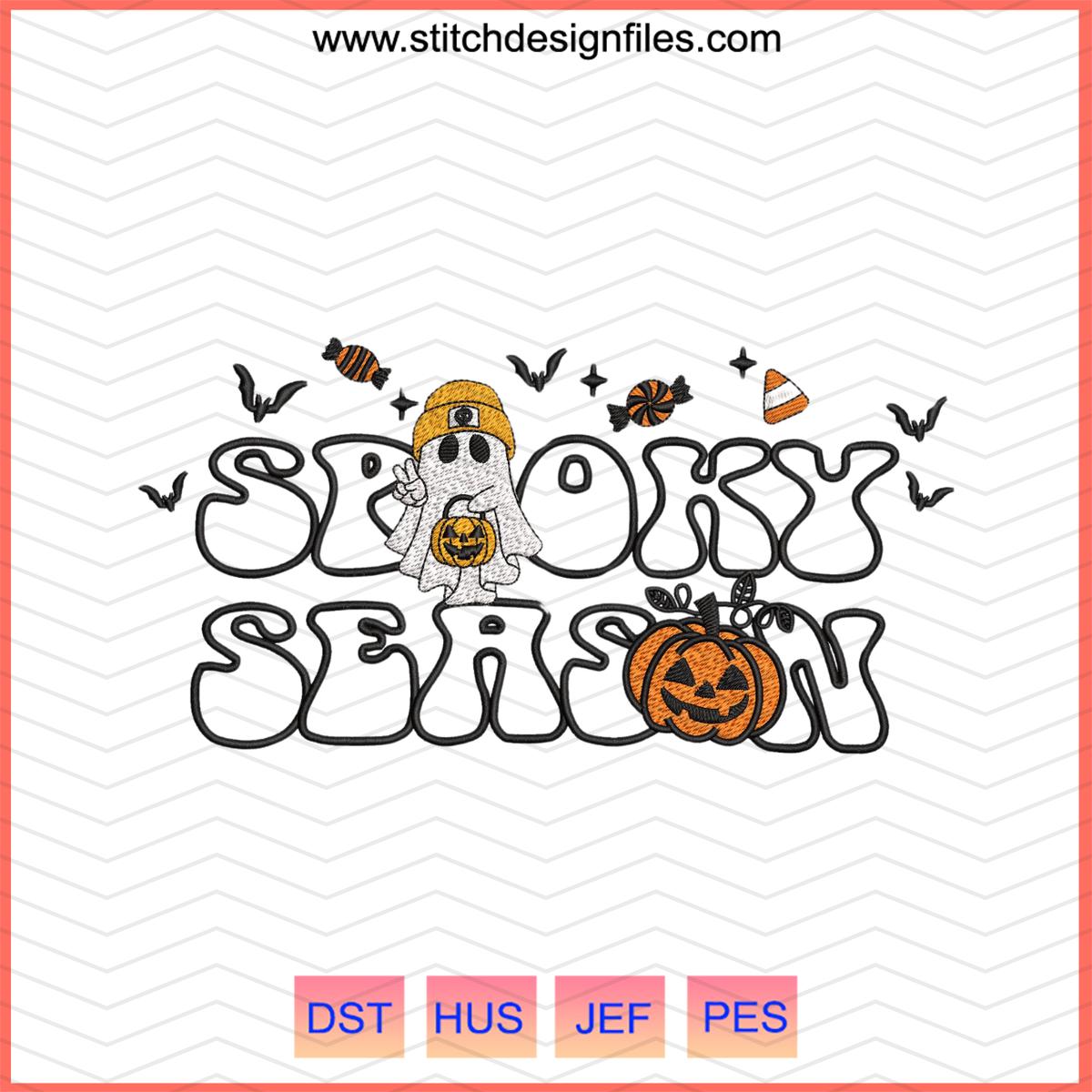 Spooky Season Ghost Pumpkin Embroidery File