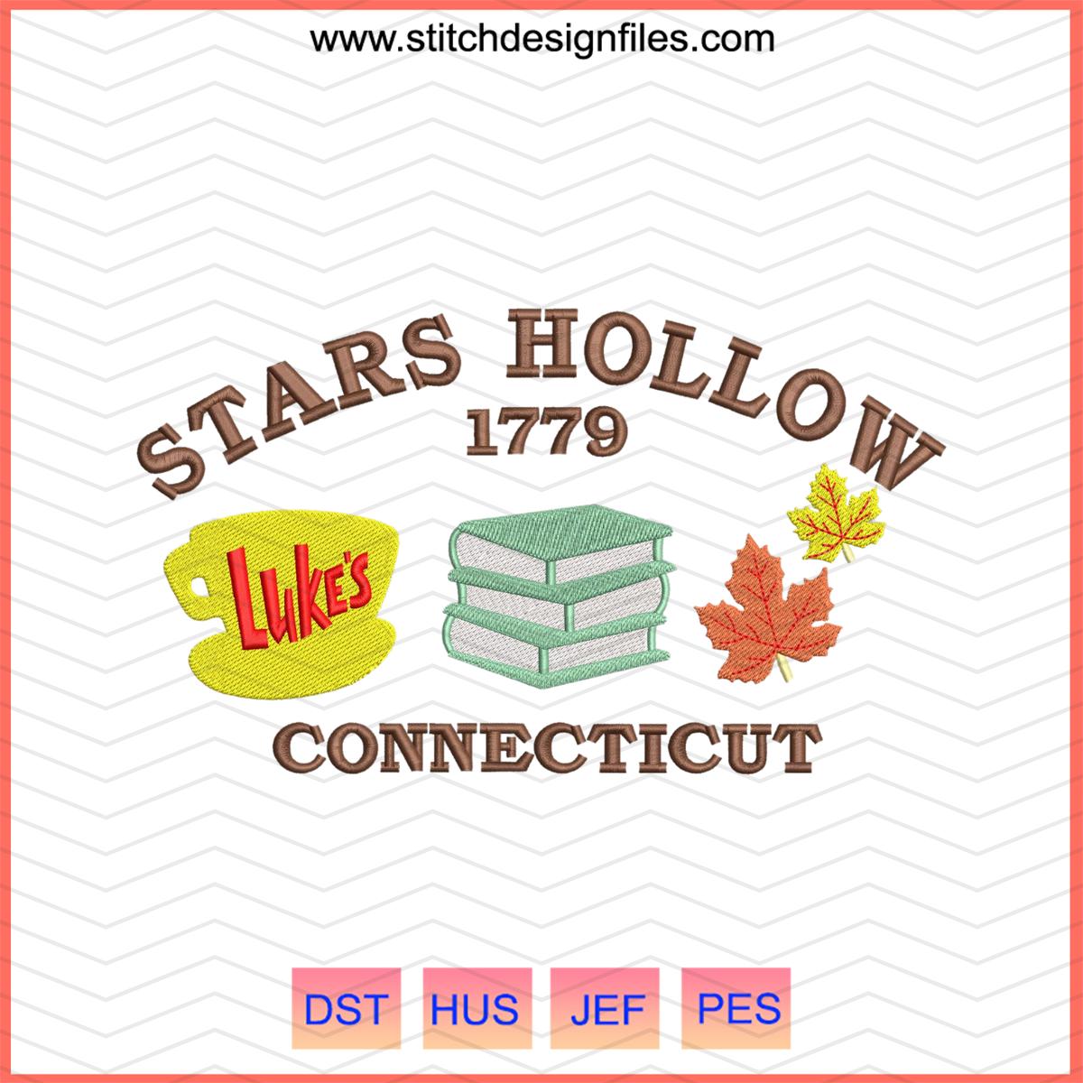 Stars Hollow Connecticut Embroidery Design File