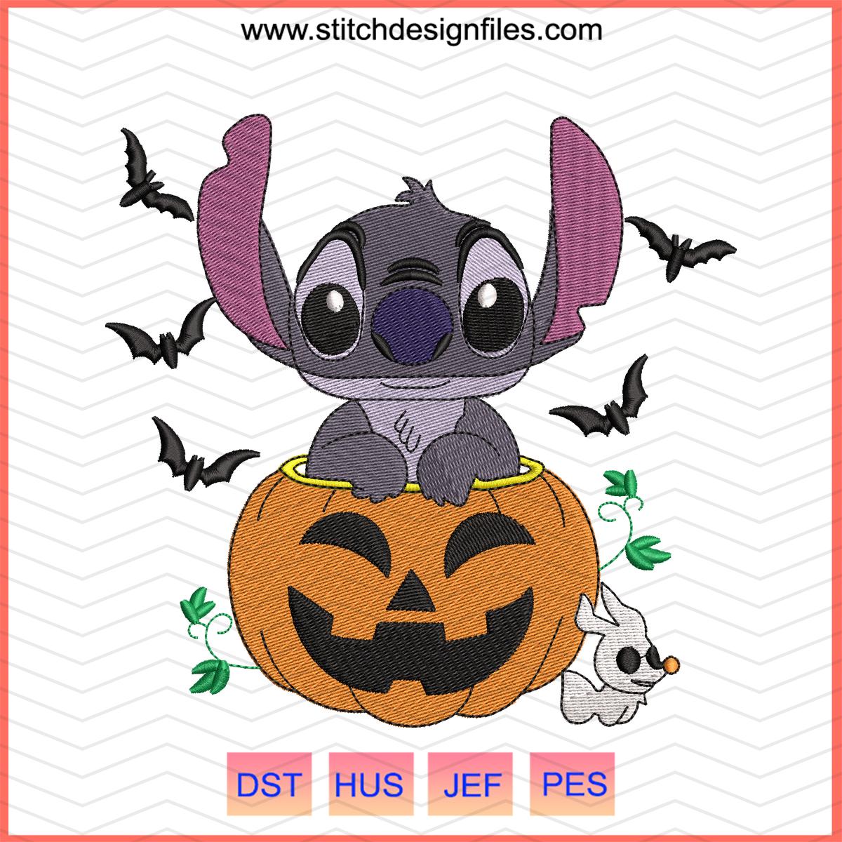 Stitch with Pumpkin Halloween Embroidery File