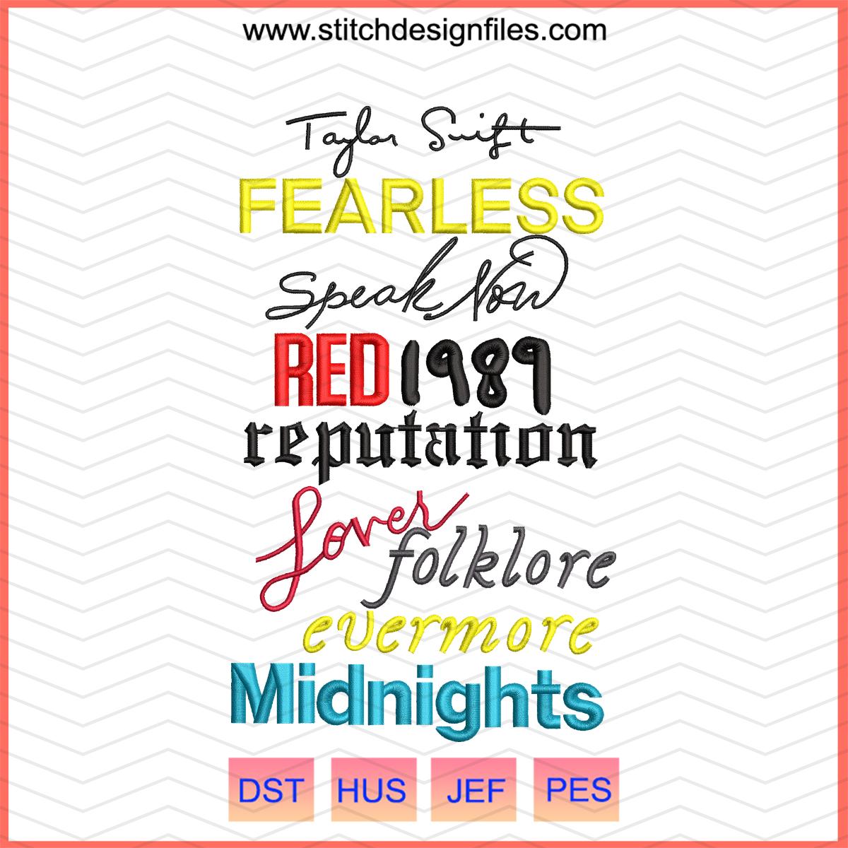 Taylor Swift Albums Embroidery File