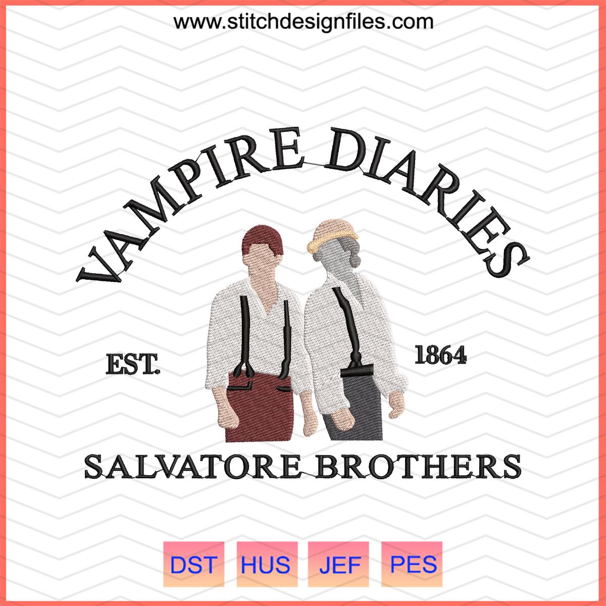 The Vampire Diaries Salvatore Brothers Embroidery Design