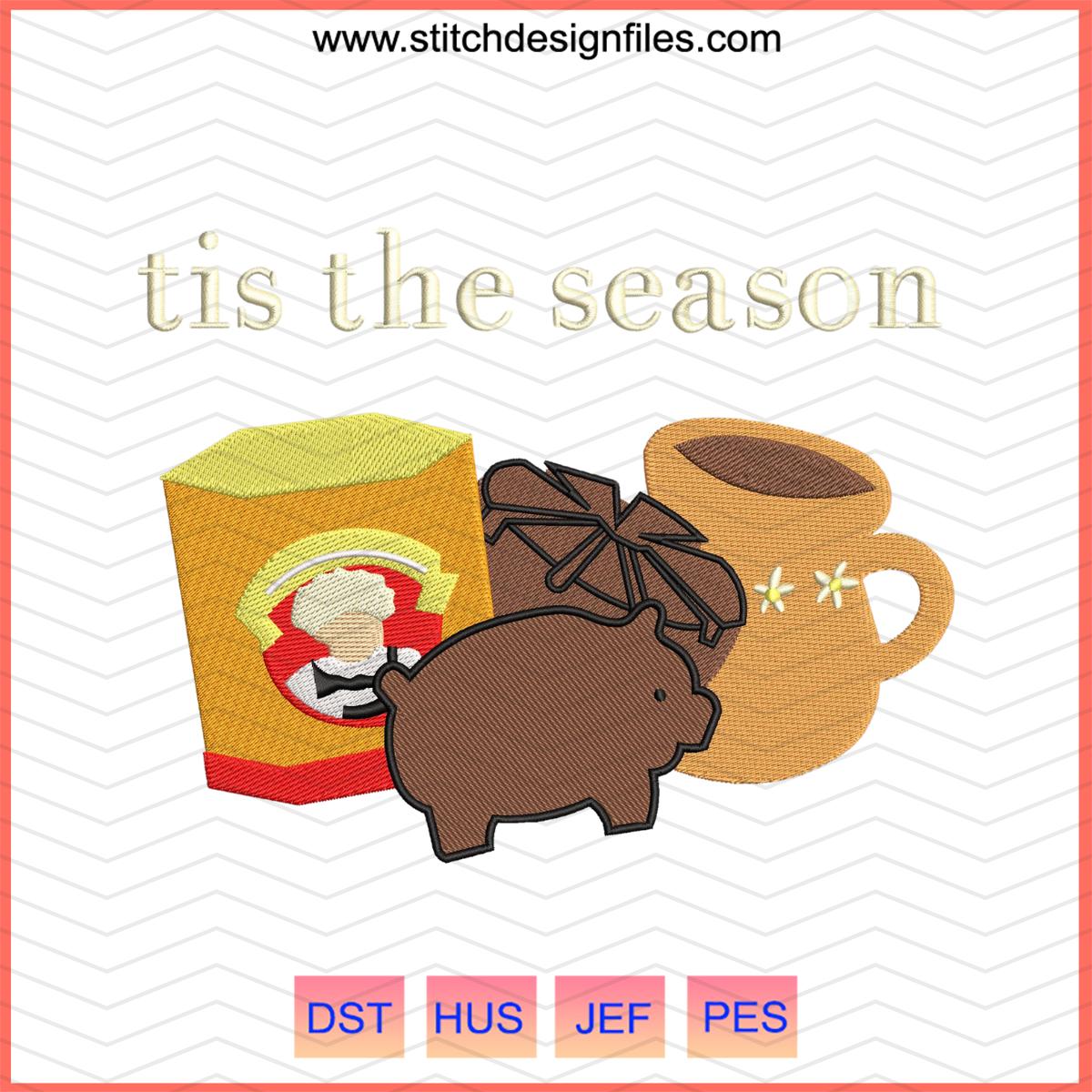 Tis the Season Characters Embroidery Design - tis the season characters embroidery design